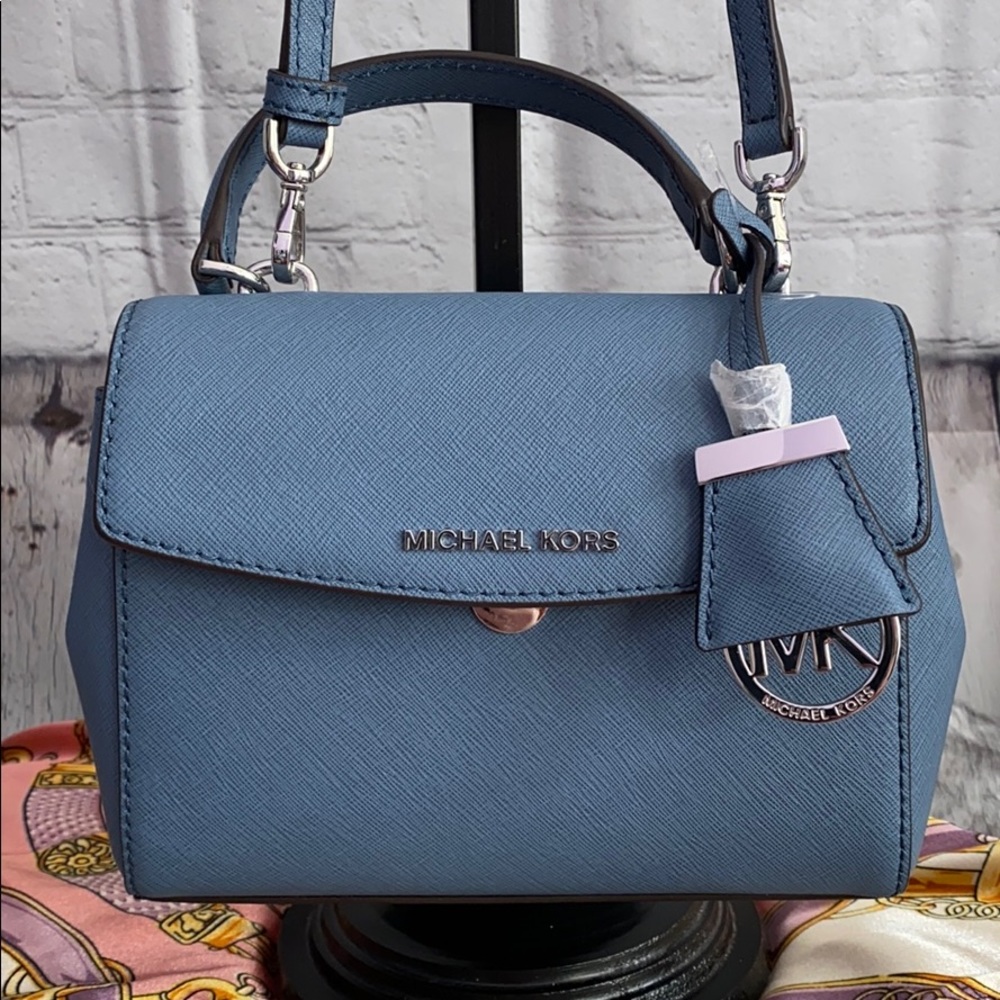 Michael Kors Ava Blue Saffiano Leather crossbody